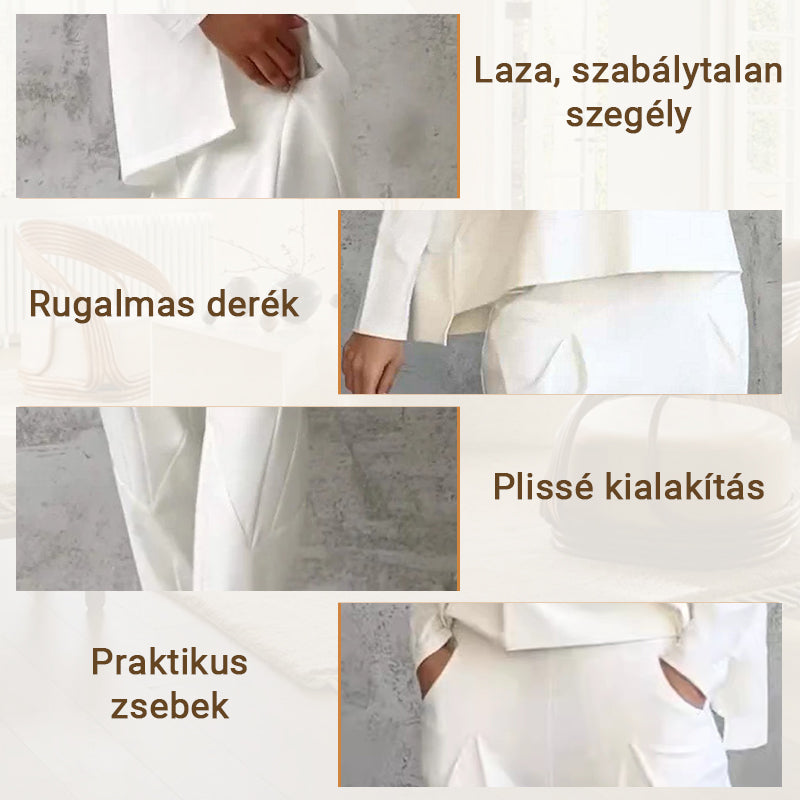 🌹Ajándék 🌸Virágzó Rózsa Nyaklánc🌸🔥Pamut hosszú ujjú kerek nyakú nadrág kétrészes készlet