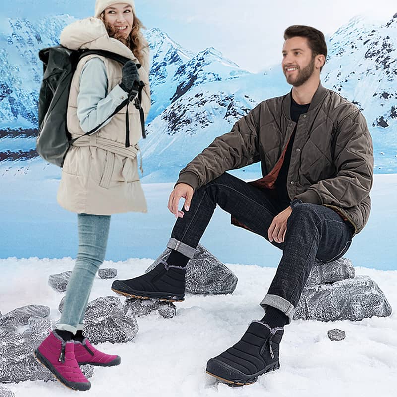Botine de Iarnă Impermeabile din Blană Artificială, Călduroase Pentru Exterior