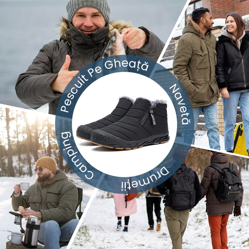 Botine de Iarnă Impermeabile din Blană Artificială, Călduroase Pentru Exterior