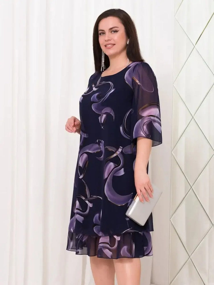 2025 Noi rochii elegante cu mâneci bufante din sifon imprimat