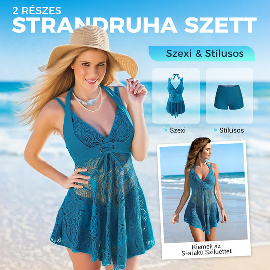 🌞 Csipkés V-nyakú egyrészes fürdőruha rövidnadrággal S-3XL – Stílus és kényelem a strandon! 🩱⛱️