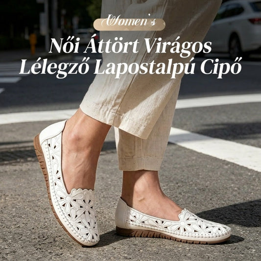 🌸 Virágmintás nyári lapos cipő – áttört, lélegző, hűsítő. Tökéletes a forró napokra! ☀️👡