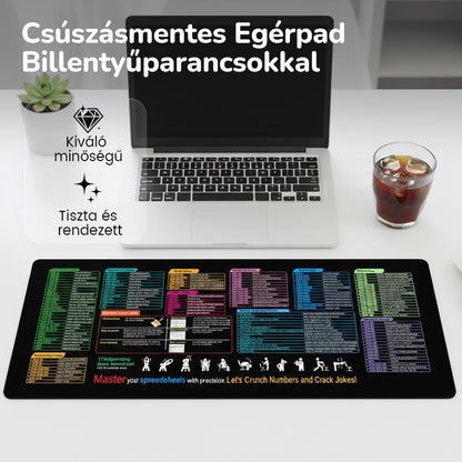 🔥 Csúszásgátló gyorsbillentyűs egérpad 🧠💻——A gyakran használt parancsok kéznél vannak, így kétszer olyan hatékony leszel!