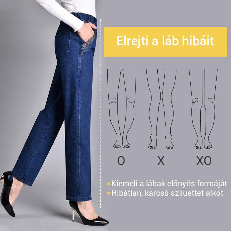 ✨ Női farmer oldalsó zsebekkel és elasztikus derékpánttal