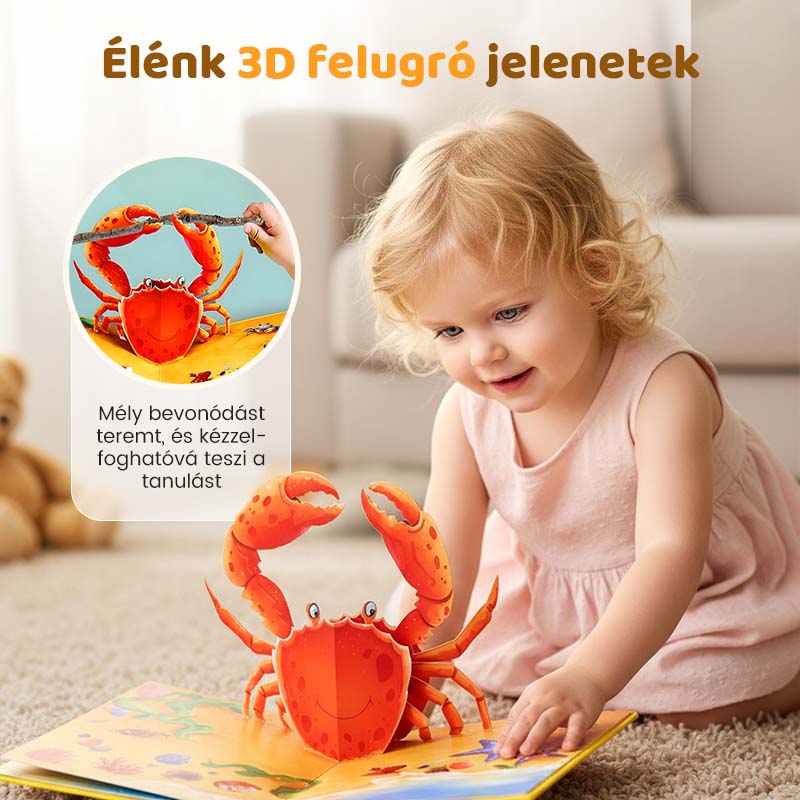 ✨【Kids' 3D Pop-Up Animal Book - Interaktív korai tanulás nélkülözhetetlen】✨