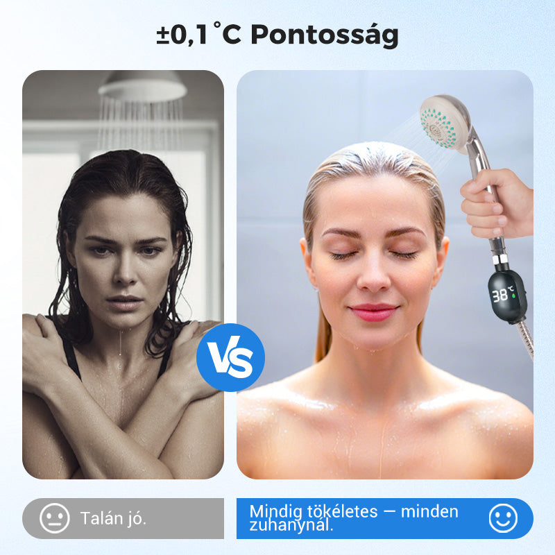 🌡️ Valós idejű hőmérséklet-kijelzés, személyre szabott, spa-szintű fürdőszobai élményt teremtve🚿