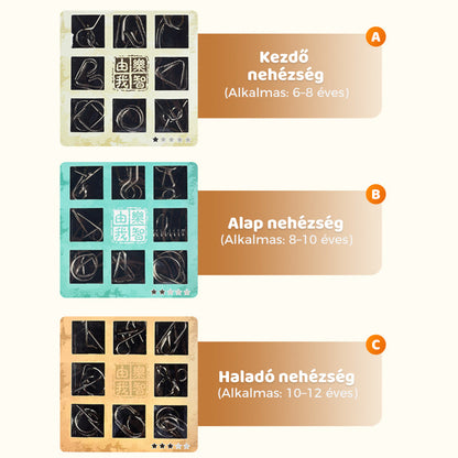 🧠Oktatási fém játékok-Kilenc egymásba kapcsolódó gyűrű👧👦