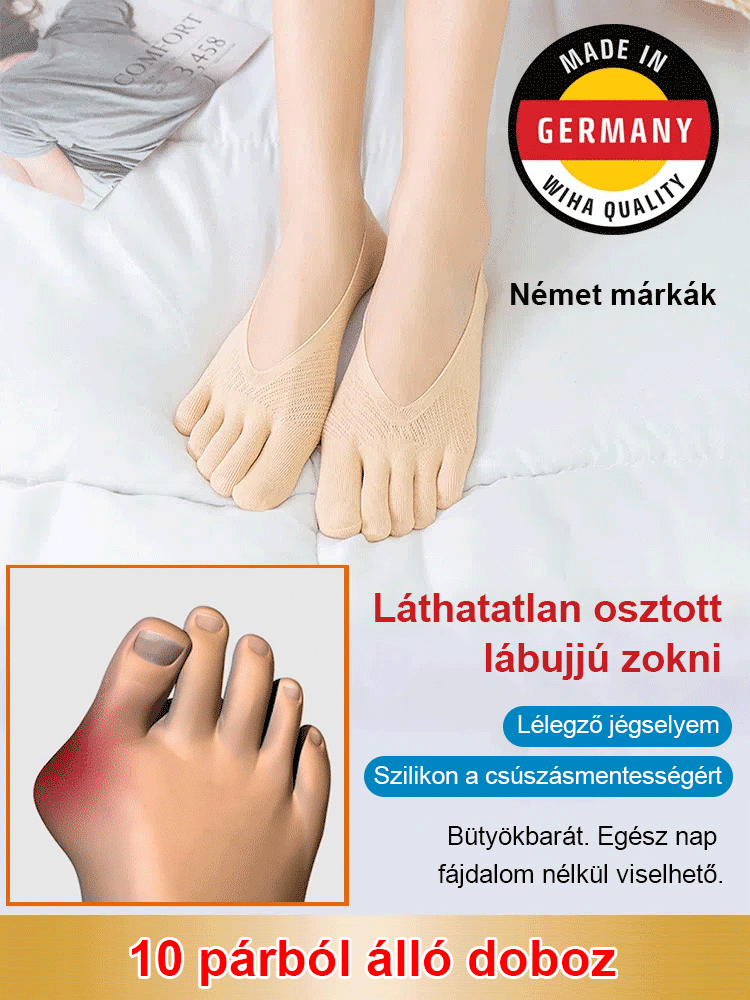 🔥 Forró akció! Uniszex láthatatlan korrekciós ötujjú zokni – Egészséges lábfej, kényelmes lépések! 🧦✨