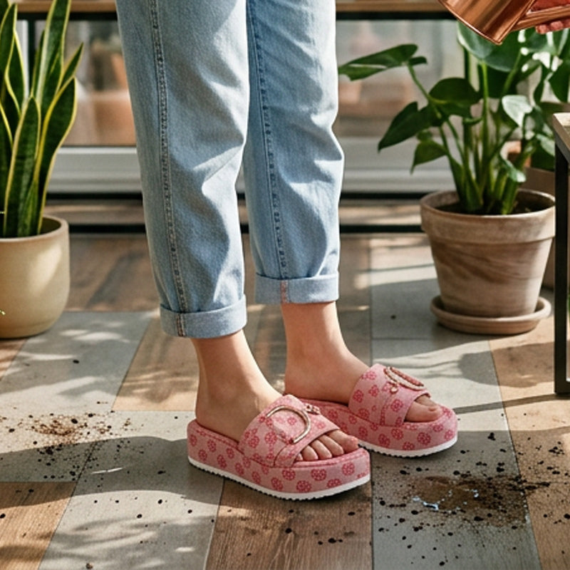 👡 Stílusos geometrikus slip-on szandál – szőtt textúra, arany díszítés, utánvéttel