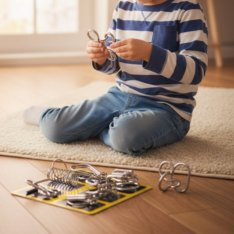 🧠Oktatási fém játékok-Kilenc egymásba kapcsolódó gyűrű👧👦
