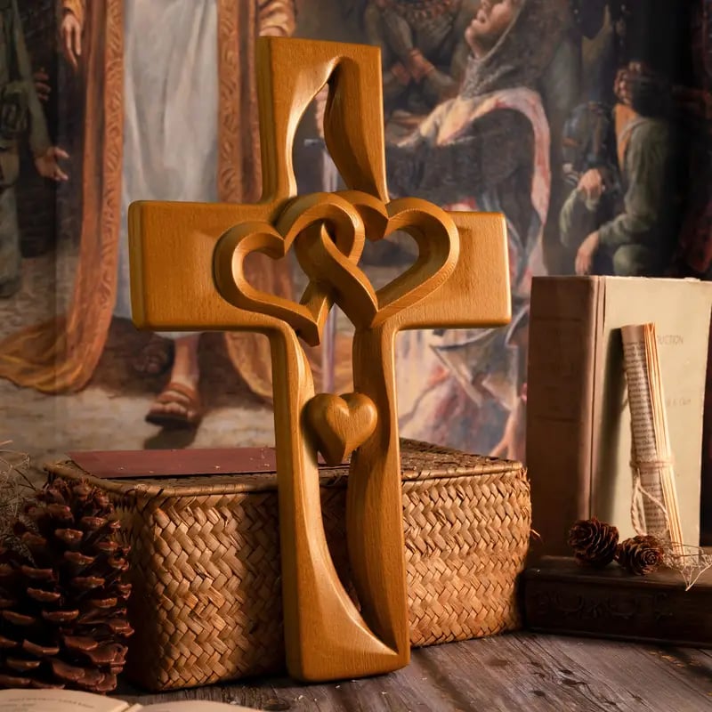 Összefonódó szívek fa kereszt♥ - Családi áldások 🕊️