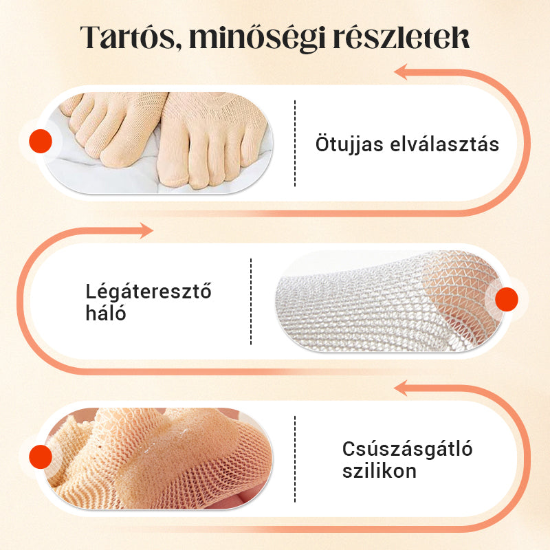 🔥 Forró akció! Uniszex láthatatlan korrekciós ötujjú zokni – Egészséges lábfej, kényelmes lépések! 🧦✨