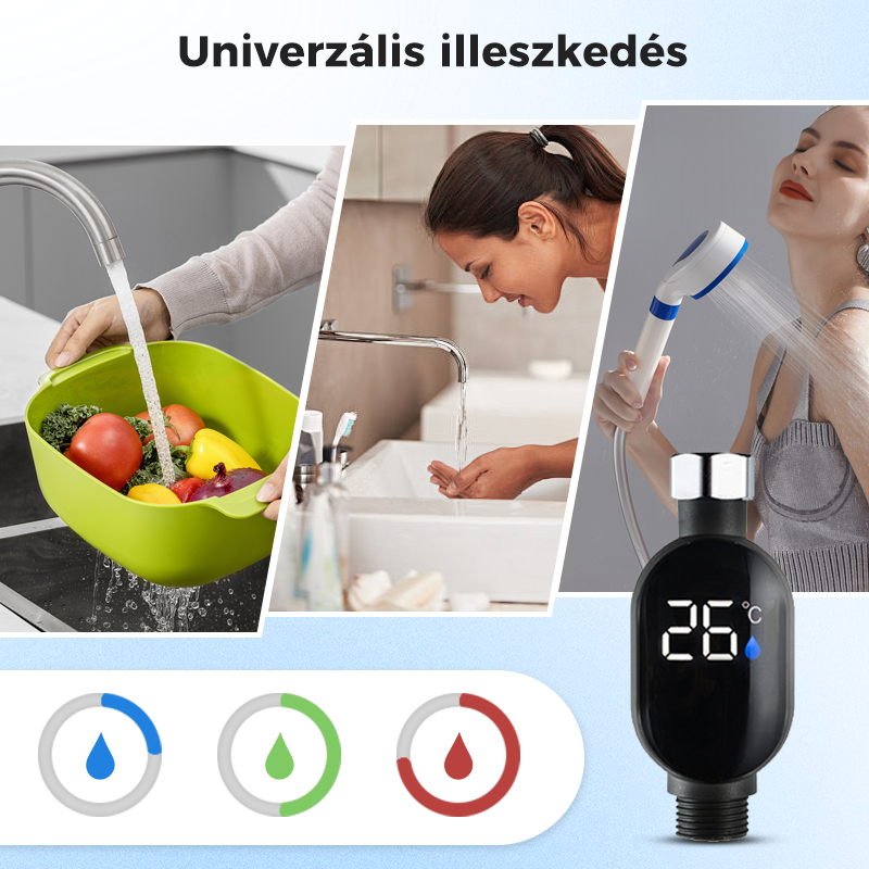 🌡️ Valós idejű hőmérséklet-kijelzés, személyre szabott, spa-szintű fürdőszobai élményt teremtve🚿