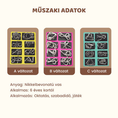 🧠Oktatási fém játékok-Kilenc egymásba kapcsolódó gyűrű👧👦