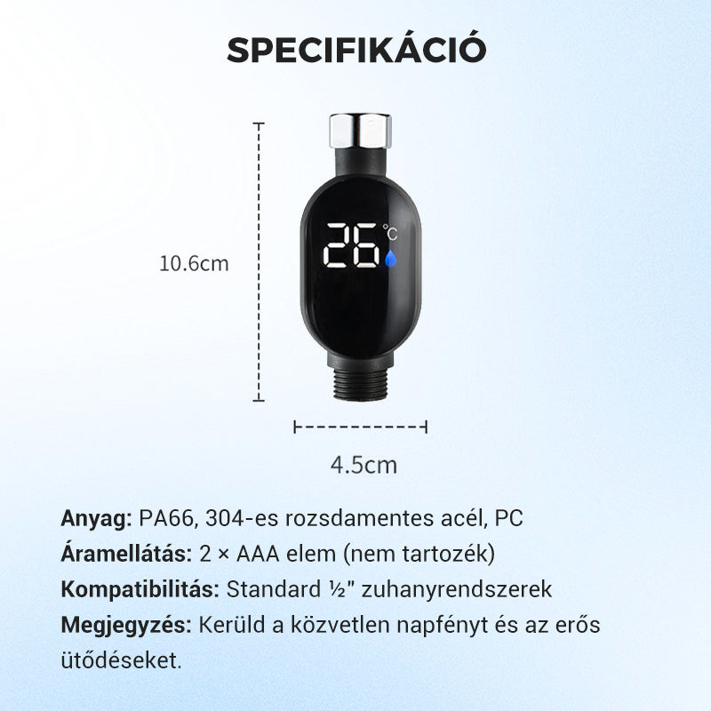 🌡️ Valós idejű hőmérséklet-kijelzés, személyre szabott, spa-szintű fürdőszobai élményt teremtve🚿