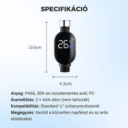 🌡️ Valós idejű hőmérséklet-kijelzés, személyre szabott, spa-szintű fürdőszobai élményt teremtve🚿
