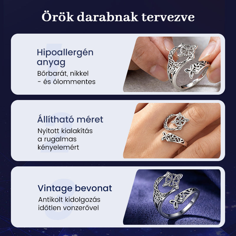 Kelta boszorkánycsomó állítható gyűrű – Végtelenség, erő és stílus az ujjadon ✨💍