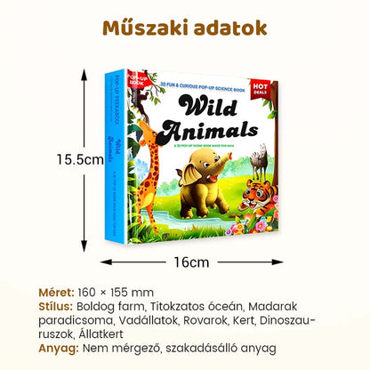 ✨【Kids' 3D Pop-Up Animal Book - Interaktív korai tanulás nélkülözhetetlen】✨