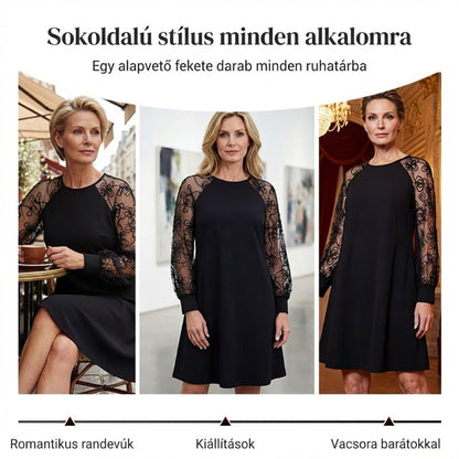 🥰2025 Csipke patchwork kerek nyakú hosszú ujjú ruha