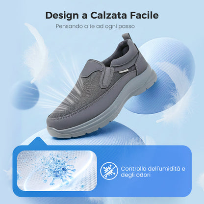 👞🌬️ 2026-os új férfi ortopéd cipő | Légáteresztő és kényelmes, egész nap nem fullad meg a láb! Lábívtámasz + lengéscsillapító talpbetét, enyhíti a hosszú állás okozta fáradtságot; légáteresztő bélés + széles lábfej, nem szorítja a lábat és nem izza
