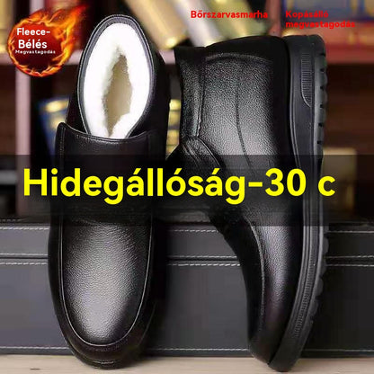 🔥👞【38-44】2025 újévi téli férfi vastag, meleg bőr üzleti cipő