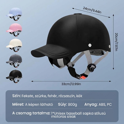 🔥 Baseball sapka stílusú motoros sisak – Védelem, ami úgy néz ki, mint egy utcai kiegészítő! 🏍️🧢