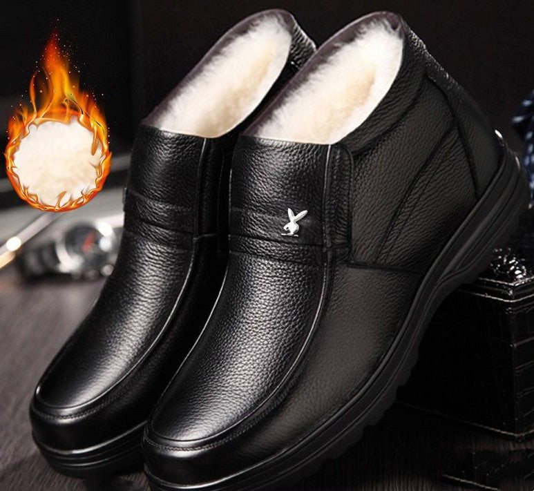 🔥👞【38-44】2025 újévi téli férfi vastag, meleg bőr üzleti cipő