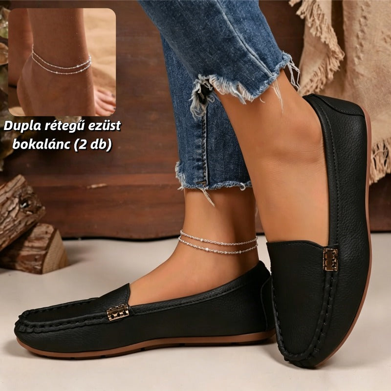 🥿 Női PU-bőr lapos talpú loafer – Kényelmes elegancia minden lépésben!