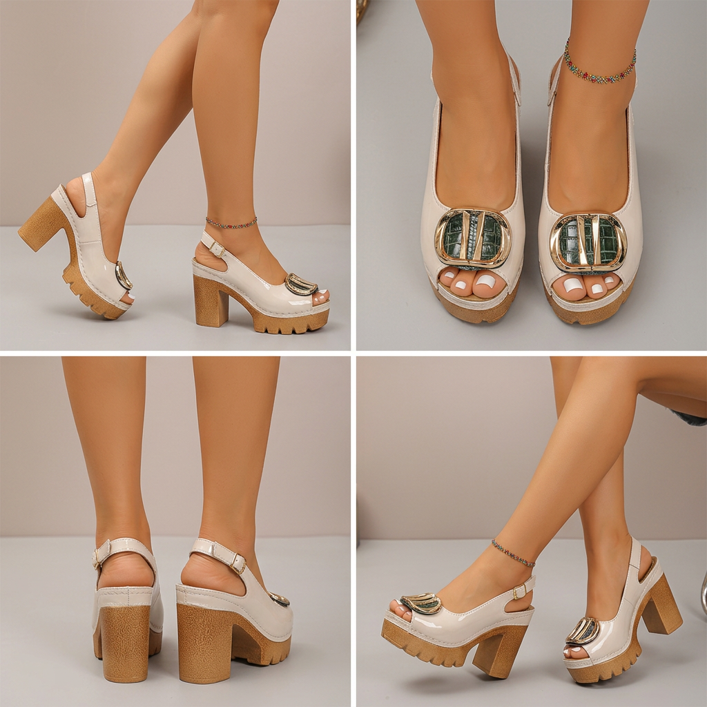 ✨ Csatós, ferde sarkú szandál | A szekrényed elegáns darabja 👡 Az elegáns ferde sarok és az állítható csat köszönhetően magasabbnak tűnsz, miközben a lábad nem fárad el. Munkahelyre és randira egyaránt viselheted: szoknyához viselve lágy, nőies hatá