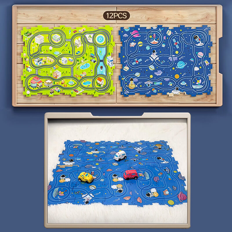 🎁Gyerekek számára készült DIY városi vonat kocsi puzzle