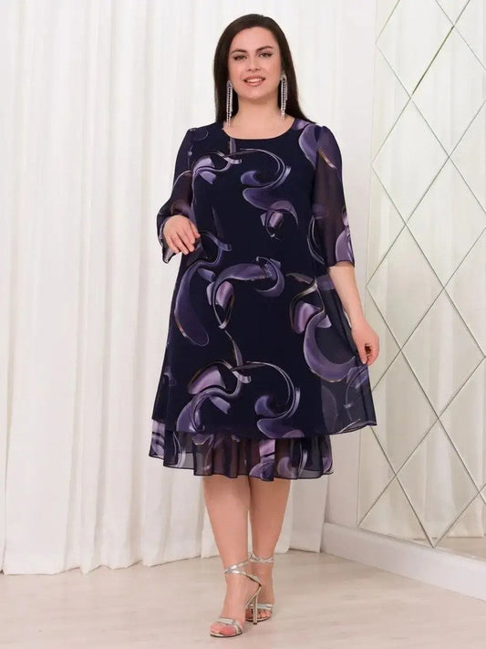 2025 Noi rochii elegante cu mâneci bufante din sifon imprimat