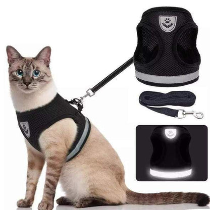 🐶🐱✨Állítható, lélegző, sötétben világító, tökéletes macska hám