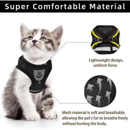 🐶🐱✨Állítható, lélegző, sötétben világító, tökéletes macska hám