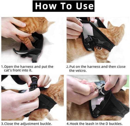 🐶🐱✨Állítható, lélegző, sötétben világító, tökéletes macska hám