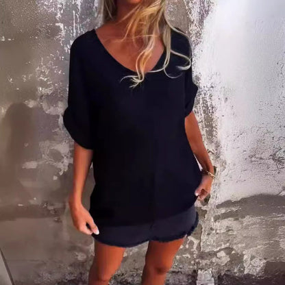 💞Prémium női V-nyakú túlméretes rövid ujjú