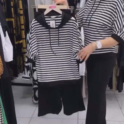 💥 FORRÓ AKCIÓ! 👚 Csíkos felső + nadrág szett – Stílusos és kényelmes! 🔥
