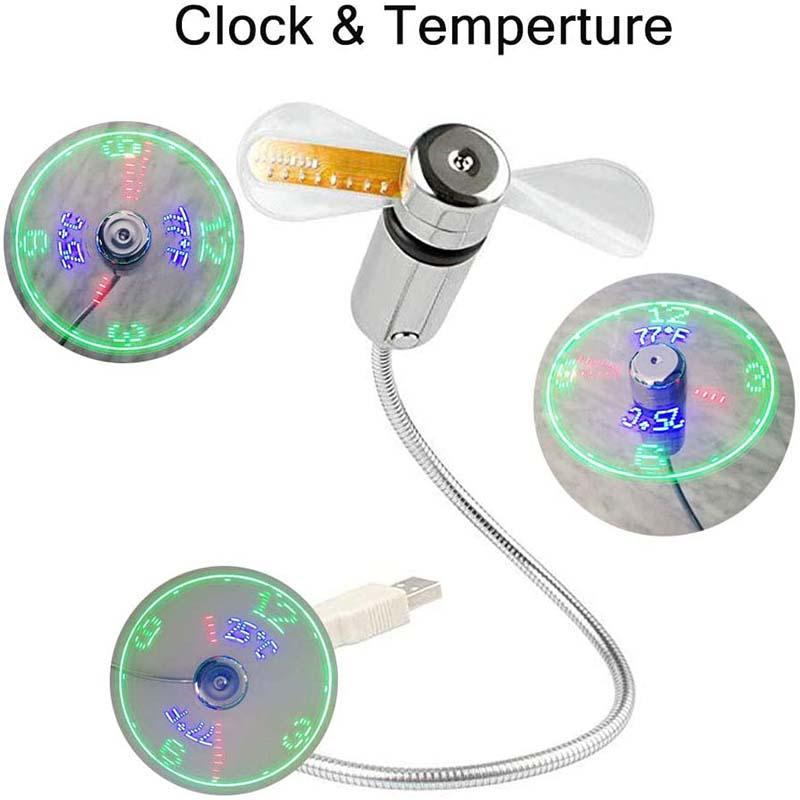 USB ventilátor LED óra fény