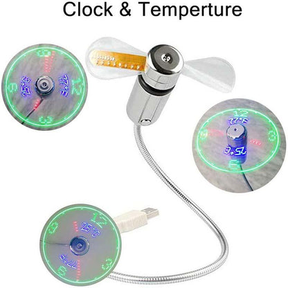 USB ventilátor LED óra fény