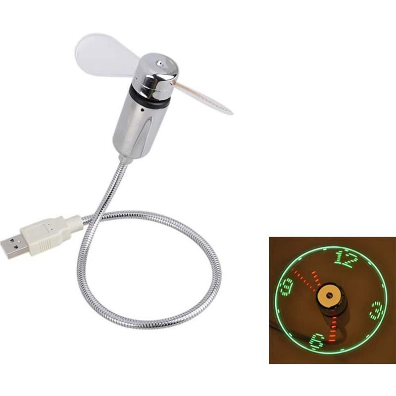 USB ventilátor LED óra fény