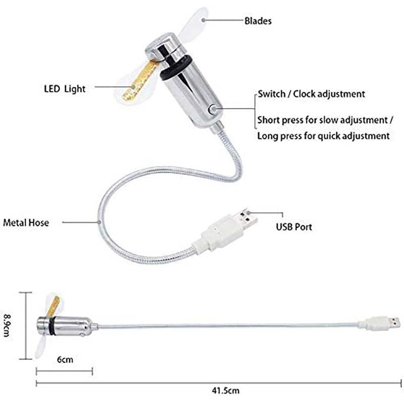 USB ventilátor LED óra fény