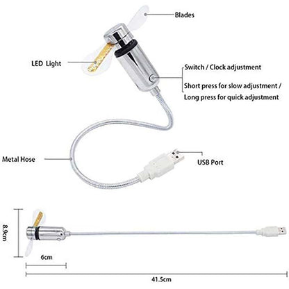 USB ventilátor LED óra fény