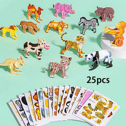 🦗🧩 DIY 3D rajzfilm puzzle (25 db) – Kirakás, játék, tanulás egyben! 🧠✨