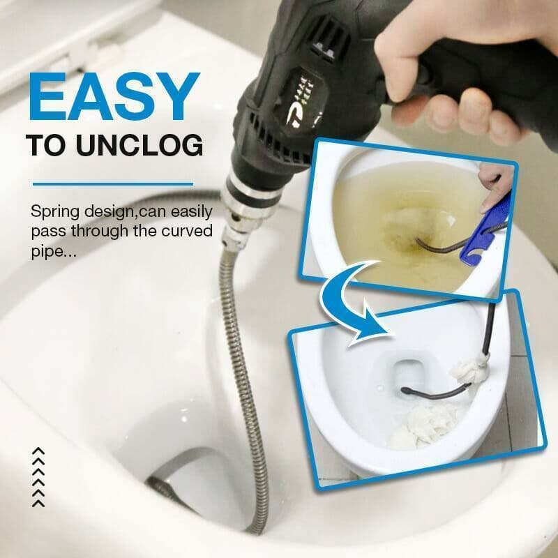 🚽Extra hosszú csőtisztító rugó – kompatibilis elektromos forgófejekkel⚡️