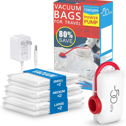 🎁Forró akció 50% kedvezmény 🔥6 csomag USB-s elektromos vákuumzsák - Takarítson meg helyet, utazzon könnyedén!