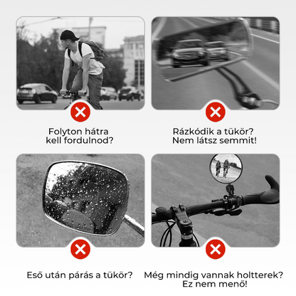 🚴‍♀️ Kerékpár visszapillantó tükör – 360° forgatható, állítható, biztonságos | Anti-vibráció, gyors szerelés, ideális városi & túrázási biciklikhez 🔍🛡️💖