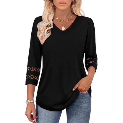 🌺 [S-3XL] Klasszikus egyszínű V-nyakú felső | ¾-es ujjakkal, mindenkinek jól áll és karcsúsít! 👚✨