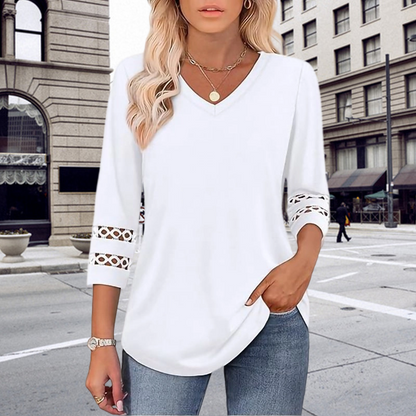 🌺 [S-3XL] Klasszikus egyszínű V-nyakú felső | ¾-es ujjakkal, mindenkinek jól áll és karcsúsít! 👚✨