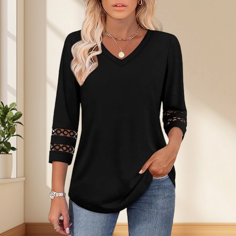 🌺 [S-3XL] Klasszikus egyszínű V-nyakú felső | ¾-es ujjakkal, mindenkinek jól áll és karcsúsít! 👚✨