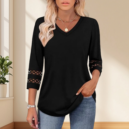 🌺 [S-3XL] Klasszikus egyszínű V-nyakú felső | ¾-es ujjakkal, mindenkinek jól áll és karcsúsít! 👚✨