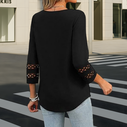 🌺 [S-3XL] Klasszikus egyszínű V-nyakú felső | ¾-es ujjakkal, mindenkinek jól áll és karcsúsít! 👚✨